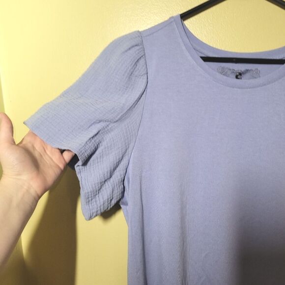 Cupio Purple Gauze Poplin Short Sleeve Top 1X - Picture 3 of 11